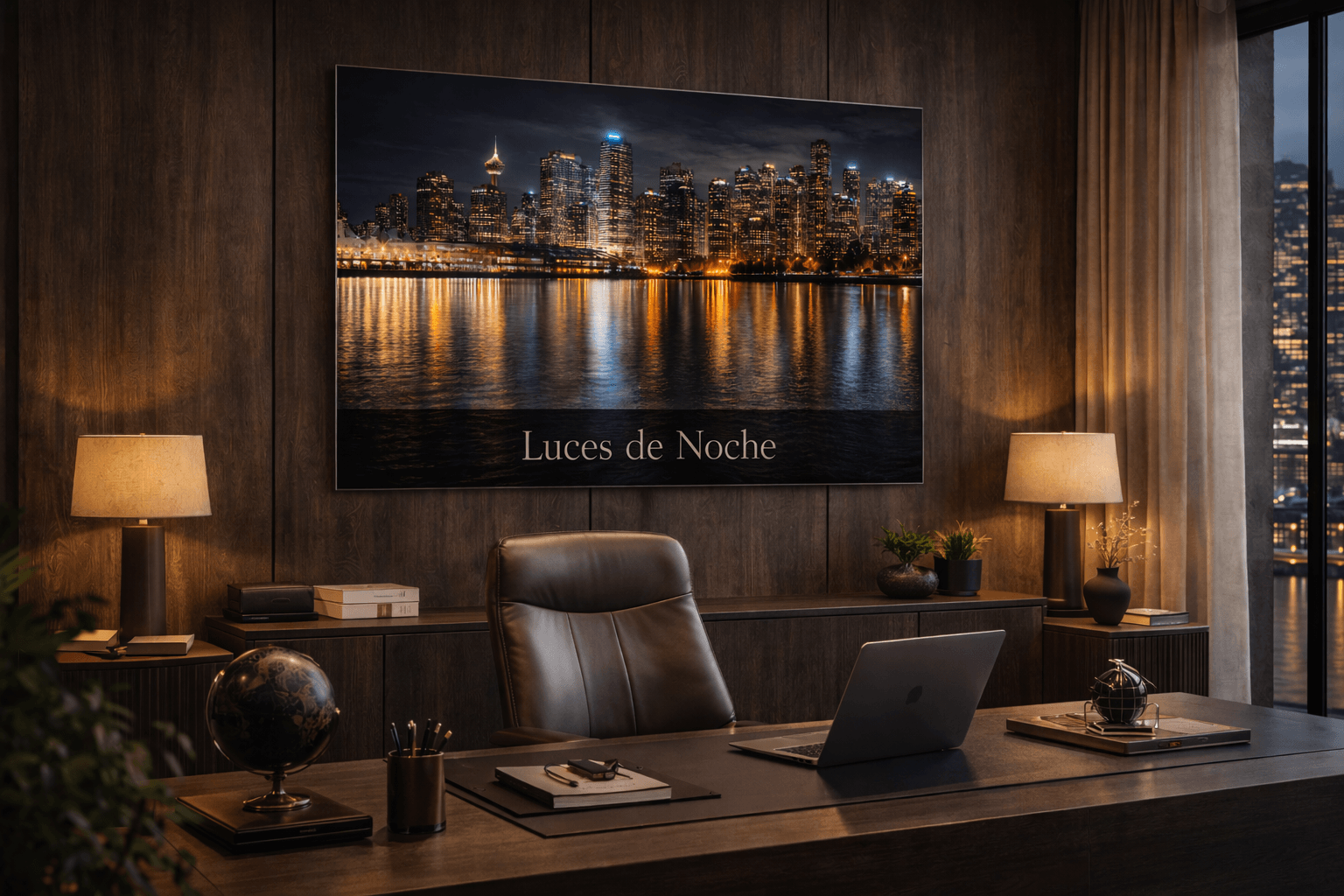 Acrylic night light art display with illuminated night scene, featuring vibrant colors and modern design by AcrílicoArtWall.com